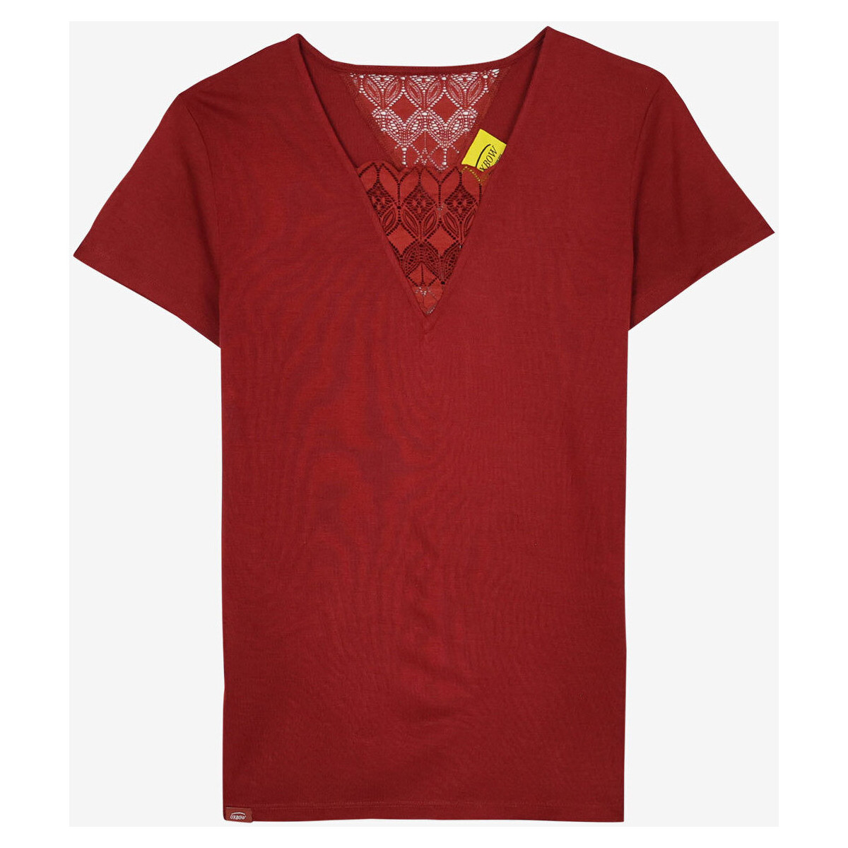 Vêtements Femme T-shirts manches courtes Oxbow Top fluide empiècement dentelle P2TIA Rouge