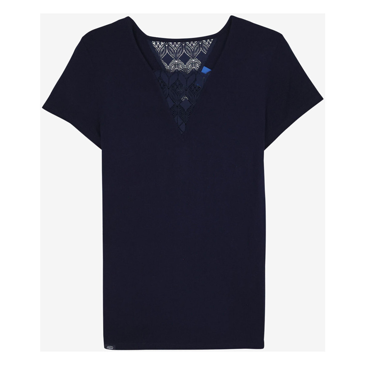 Vêtements Femme T-shirts manches courtes Oxbow Top fluide empiècement dentelle P2TIA Bleu
