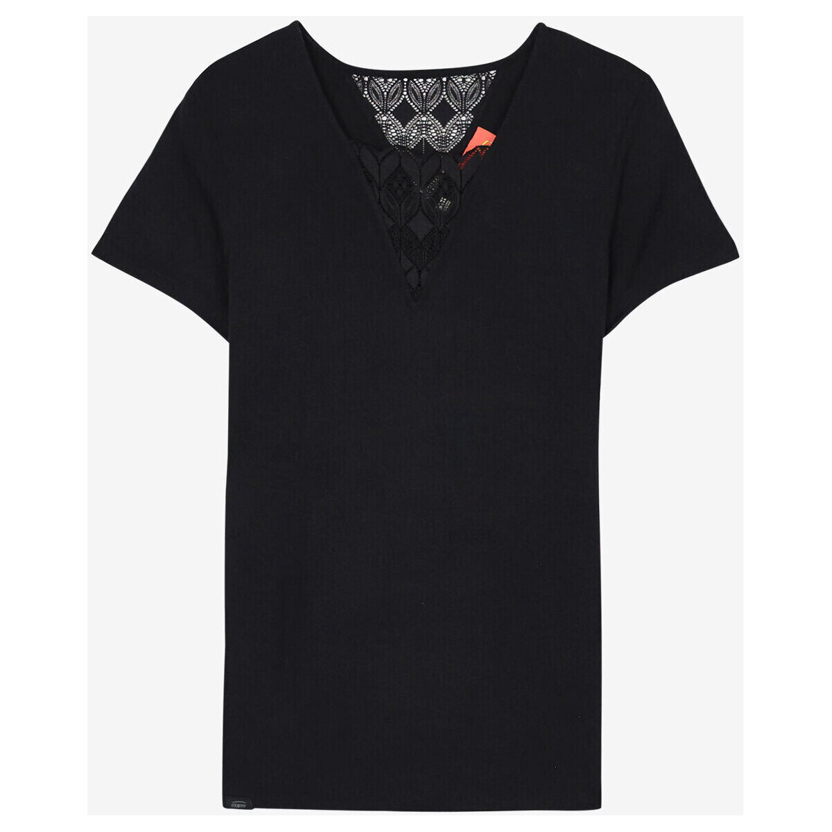 Vêtements Femme T-shirts manches courtes Oxbow Top fluide empiècement dentelle P2TIA Noir