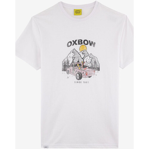 Vêtements Homme T-shirts air manches courtes Oxbow Tee-shirt manches courtes imprimé P2TELEKAR Blanc