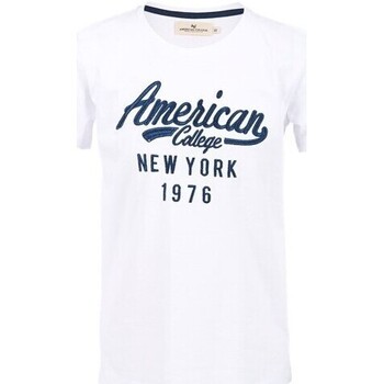 Vêtements Garçon T-shirts manches courtes American College TEE-SHIRT JUNIOR - WHITE - 10 ans Blanc