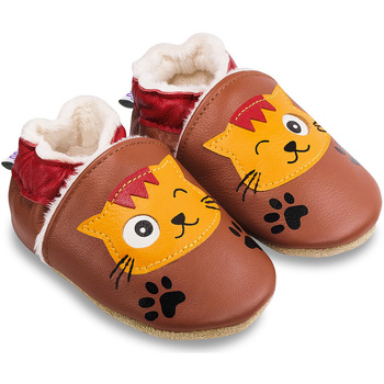 Chaussures Enfant Chaussons bébés Bibalou Nougat le Chat - fourrure Marron