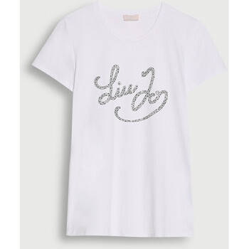 Vêtements Femme Tuniques Liu Jo T-shirt en coton extensible avec logo BLANC