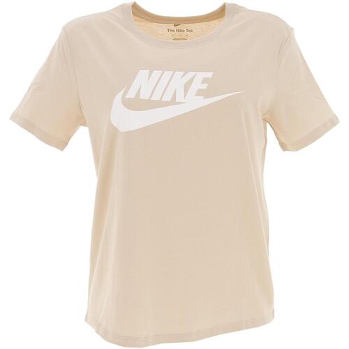 Vêtements Femme T-shirts manches courtes Nike W nsw tee essntl icn ftra Beige