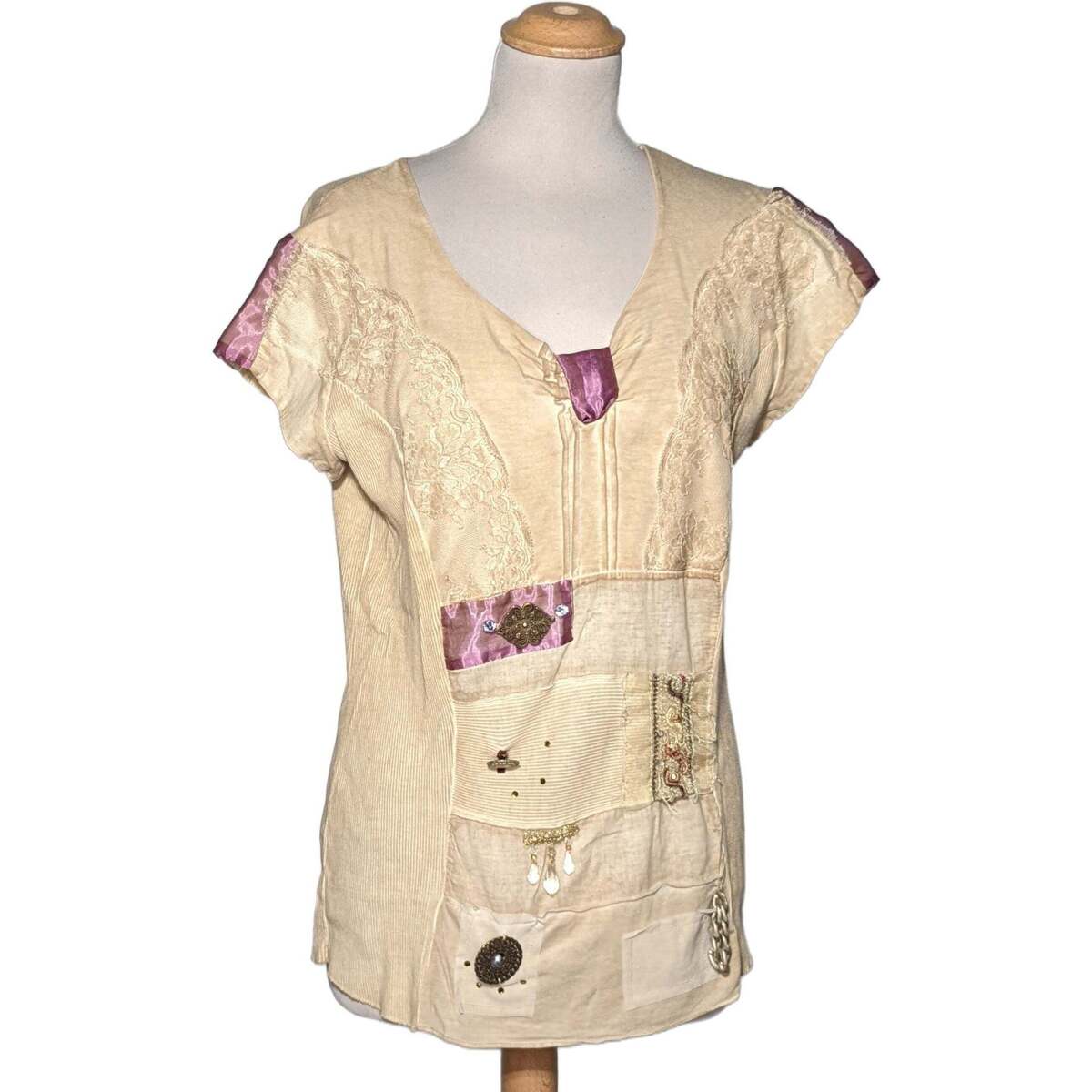 Vêtements Femme Love Moschino textured-heart cotton T-shirt Elisa Cavaletti 40 - T3 - L Marron