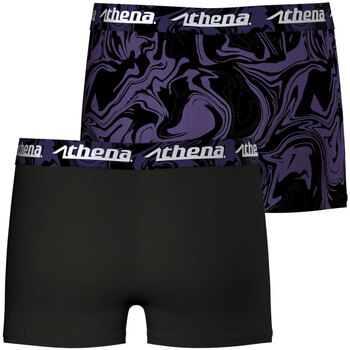 Athena Lot de 2 boxers garçon Print Box Noir