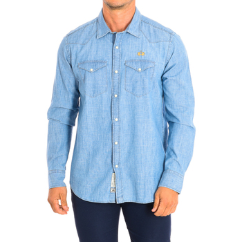 Vêtements Homme Chemises manches longues La Martina TMC003-DM091-D7001 Bleu