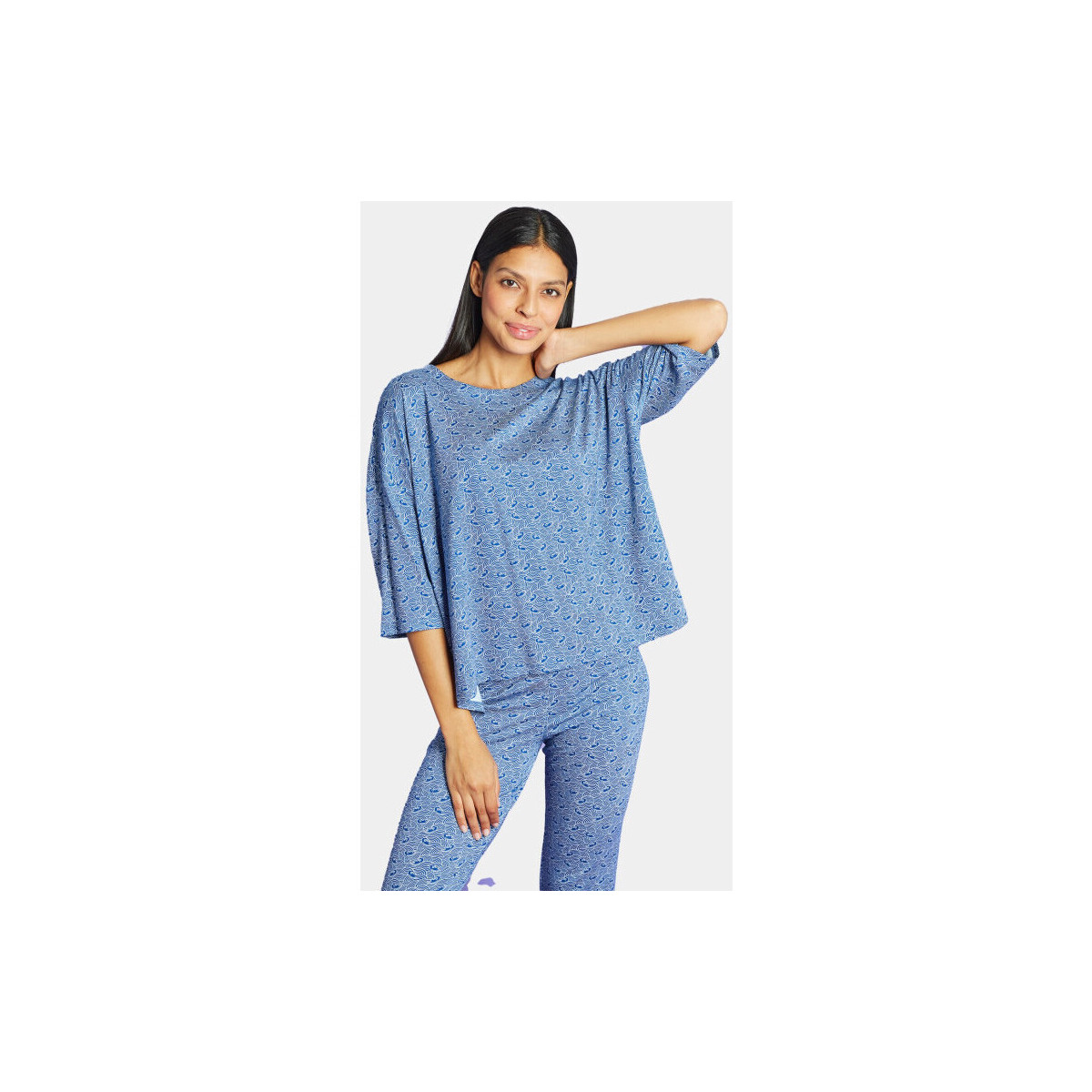 Vêtements Femme T-shirts & Polos Antoine Et Lili T-shirt Large M3/4 Serenite Bleu