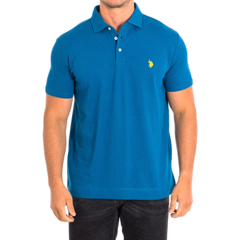 Vêtements Homme Polos manches courtes Ribbed polo collar with stand-up option. 61462-239 Bleu