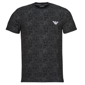 Vêtements Homme T-shirts manches courtes Emporio embroidered Armani ALL OVER LOGO TERRY Noir