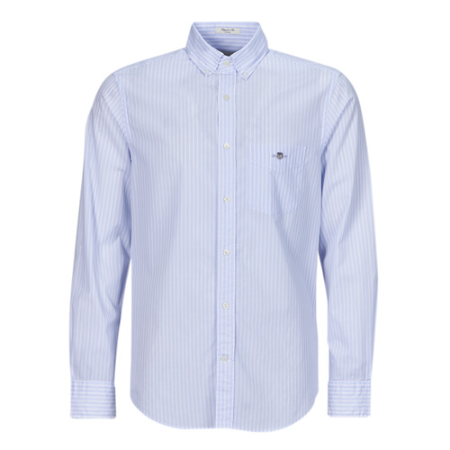 Vêtements Homme Chemises manches longues Gant REG POPLIN STRIPE shirt logo-print Blanc / Bleu