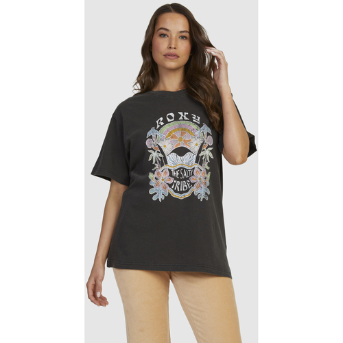 Vêtements Femme Débardeurs / T-shirts sans manche Roxy Jack & Jones Originals T-shirt met raglanmouwen met zebraprint in wit Noir