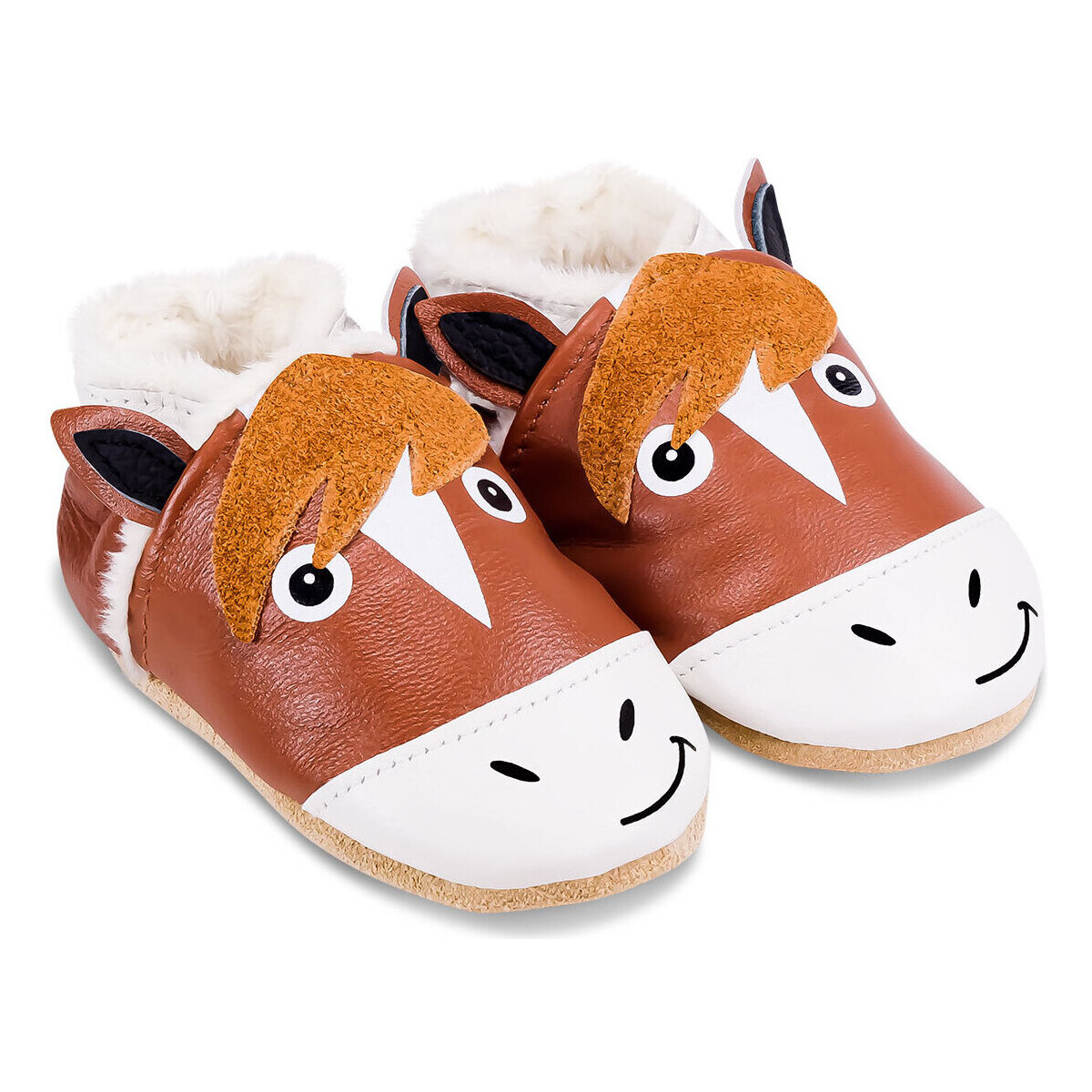 Chaussures Enfant Chaussons bébés Bibalou Perceval le Cheval - fourrure Marron