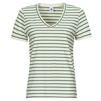 Vêtements Femme T-shirts manches courtes Petit Bateau A0ACS COL V Blanc / Vert