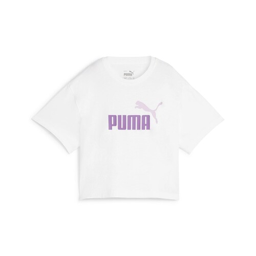 Vêtements Fille T-shirts manches courtes disponible Puma GRILS LOGO CROPPED TEE Blanc