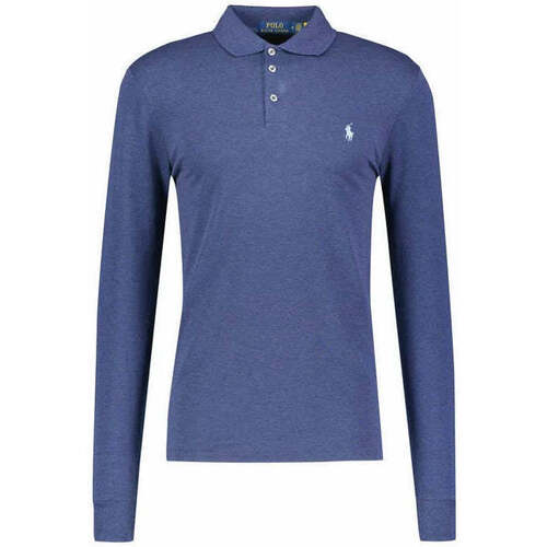 Vêtements Homme T-shirts & Polos Ralph Lauren Polo manches longues  marine en coton stretch Bleu