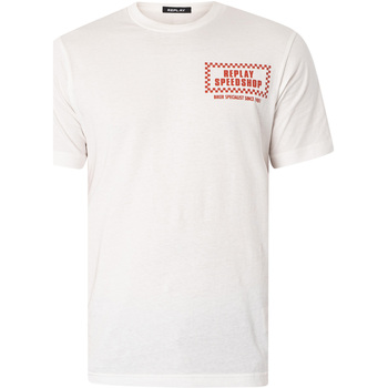 Vêtements Homme T-shirts manches courtes Replay Speedshop Dos T-shirt graphique Blanc