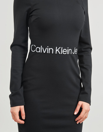 Calvin Klein Jeans LOGO ELASTIC MILANO LS DRESS Noir