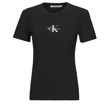 Vêtements Femme T-shirts manches courtes Calvin Klein Jeans MONOLOGO SLIM TEE Noir