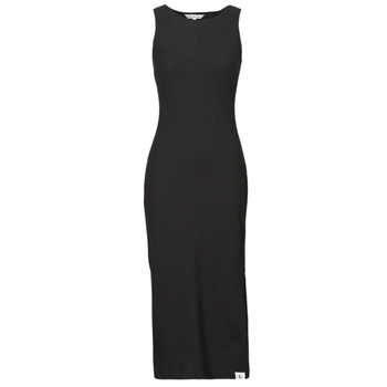 Vêtements Femme Robes longues Calvin Klein JEANS Gaultier SEAMING LONG RIB DRESS Noir
