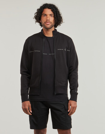 Vêtements BAX Sweats Calvin Klein Jeans LOGO REPEAT ZIP THROUGH Noir