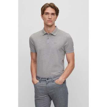 Vêtements Homme T-shirts & Polos BOSS Polo logo brodé  gris en coton bio Gris