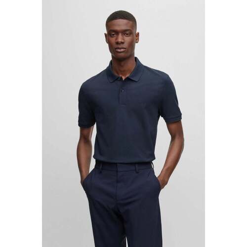 Vêtements Homme Veuillez choisir un pays à partir de la liste déroulante BOSS Polo logo brodé  marine en coton bio Bleu