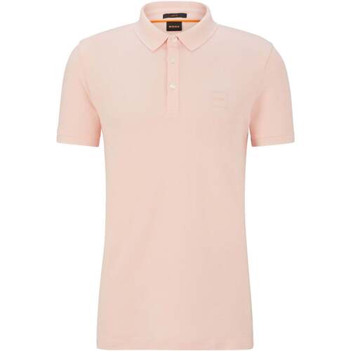 Vêtements Homme T-shirts & Polos BOSS Polo  ajusté rose en coton stretch Rose
