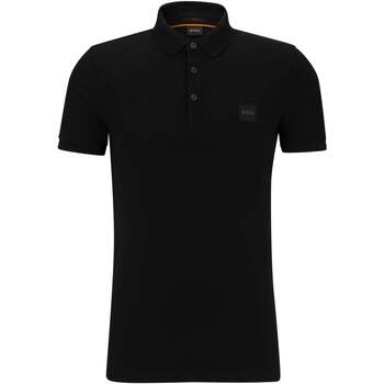Vêtements Homme T-shirts & Polos BOSS Polo  ajusté noir en coton stretch Noir