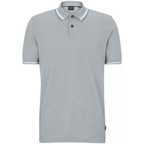Vêtements Homme T-shirts & Polos BOSS Polo à liserés  gris en coton Gris