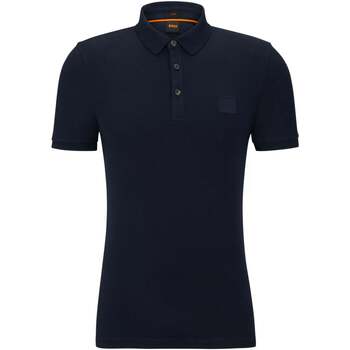 Vêtements Homme T-shirts & Polos BOSS Polo  ajusté marine en coton stretch Bleu