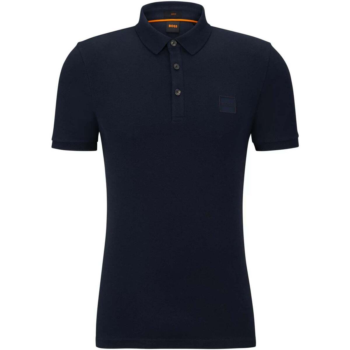Vêtements Homme T-shirts & Polos BOSS Polo  ajusté marine en coton stretch Bleu