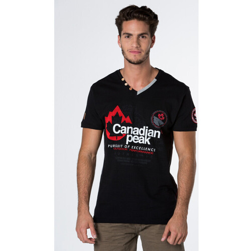 Vêtements Homme Brunello Cucinelli metallic-trim shirt Canadian Peak JOMMANDO t-shirt pour homme Noir