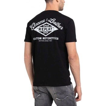 Replay T-shirt en jersey imprim moto Noir