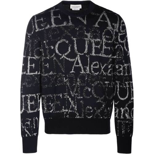 Vêtements Homme Pulls Alexander McQueen logo-print hoodie Bianco Pull-over Noir