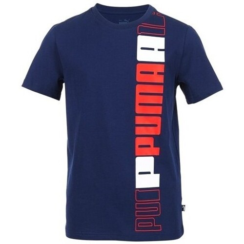Vêtements Garçon T-shirts manches courtes Puma TEE SHIRT B ESS+ -  NAVY - 176 Multicolore