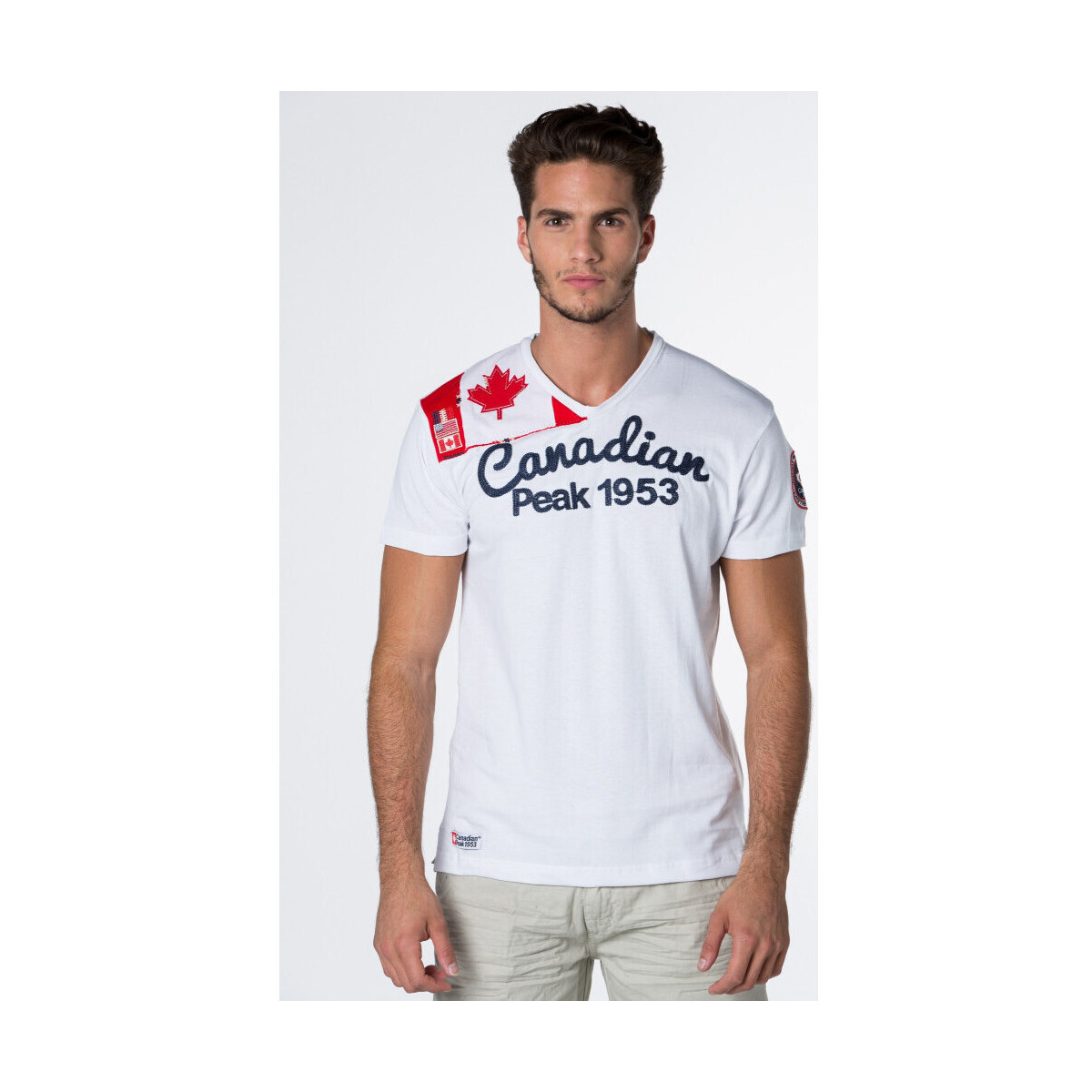Vêtements Homme Pullover mit Print Grün Canadian Peak JAILOR t-shirt pour homme Blanc