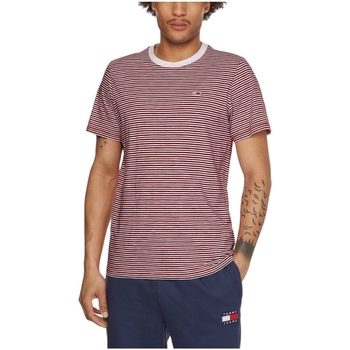 Vêtements Homme T-shirts & Polos Tommy Hilfiger T Shirt raye Tommy Jeans Ref 57334 xnl deep crimson stripe Rouge