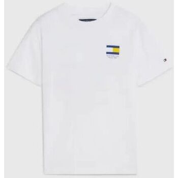 Vêtements Garçon Tommy Hilfiger Junior embroidered-logo T-shirt Tommy Hilfiger KB0KB08328 FLAG TEE-YBR WHITE Blanc