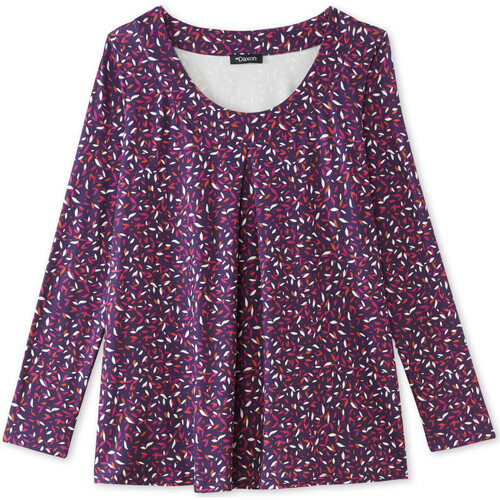 Vêtements Femme T-shirts & Polos Daxon by  - Tee-shirt maille fluide manches longues Violet