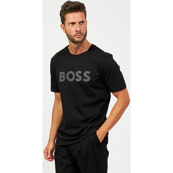 Vêtements Homme T-shirts & Polos BOSS T-shirt homme  en coton avec logo contrasté Noir