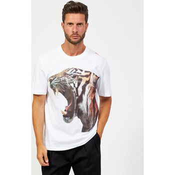 Vêtements Homme T-shirts & Polos BOSS T-shirt  regular imprimé tigre Blanc