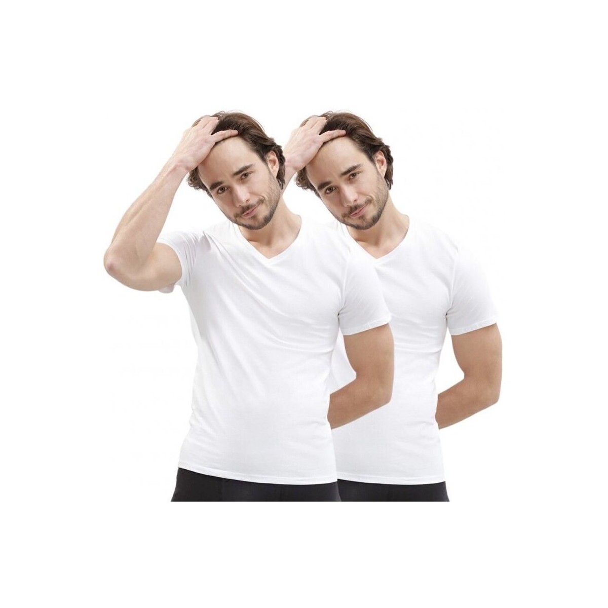 Vêtements Homme T-shirts & Polos DIM 2 T-shirt Col en V Homme Bio GREEN Blanc
