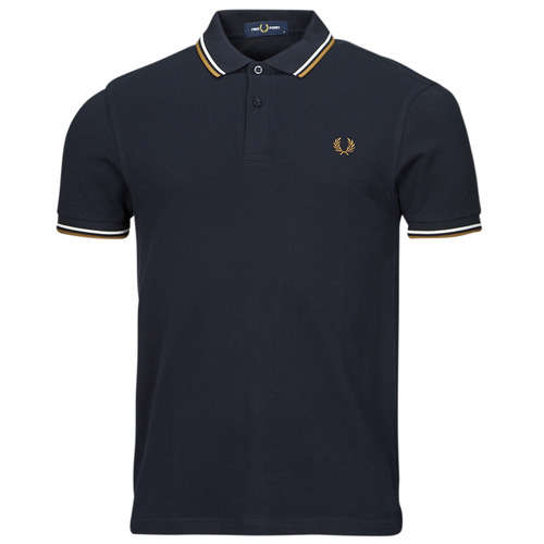Vêtements Homme Polos manches courtes Fred Perry TWIN TIPPED FRED PERRY Shirt Navy Marine / Beige / Blanc