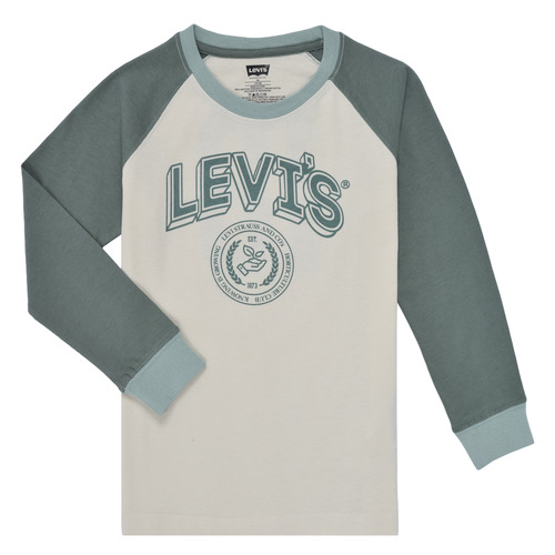 Vêtements Garçon T-shirts manches Joggers Levi's PREP COLORBLOCK LONGSLEEVE Blanc / Vert