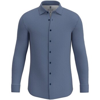 Vêtements Homme Chemises manches longues Desoto Chemise Kent Impression Marine Bleu
