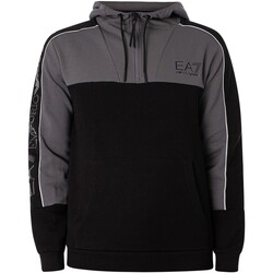 Vêtements Homme Sweats Emporio Armani EA7 Sweat à capuche zippé 1/4 avec logo à carreaux Noir