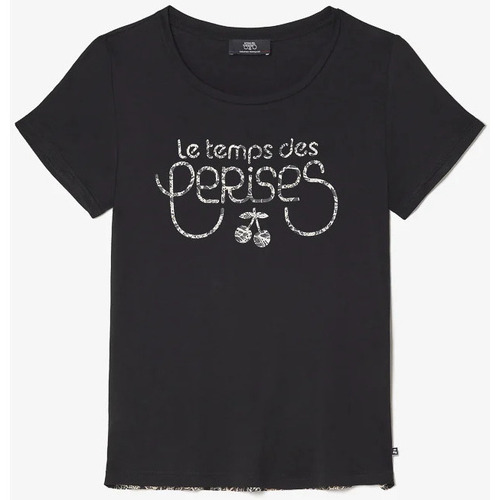 Vêtements Femme Housses de couettes Le Temps des Cerises T-shirt bi-matière deray noir imprimé Noir