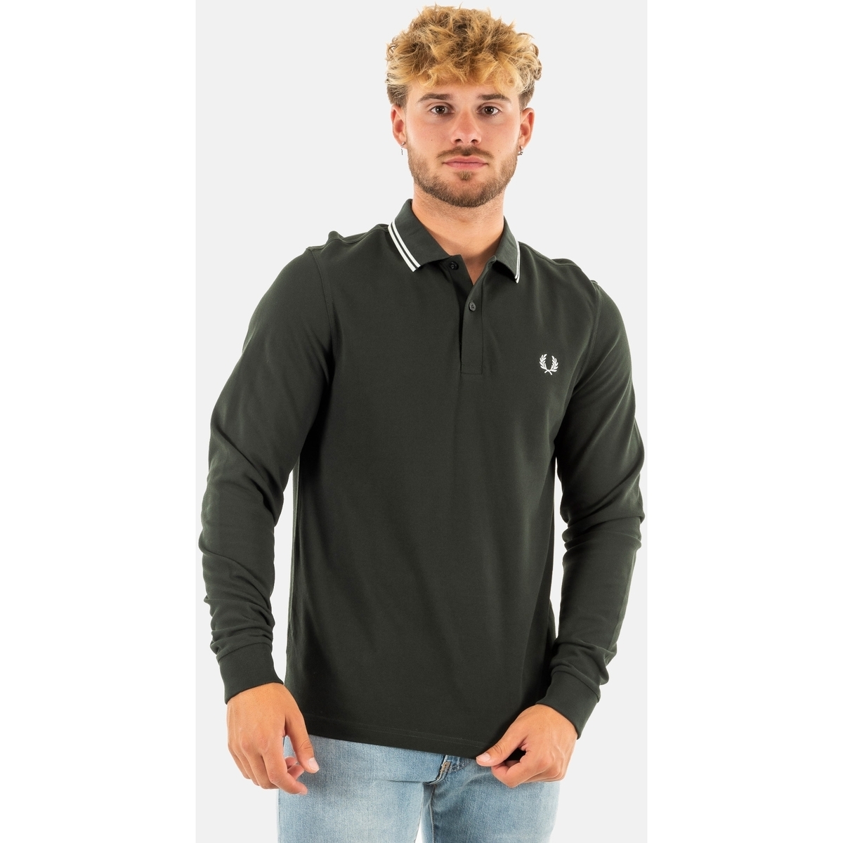 Vêtements Homme Polos manches longues Fred Perry m3636 Vert