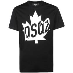 Vêtements Homme T-shirts manches courtes Dsquared S74GD0786 DSQ2 Leaf Logo Black T-SHIRT short-sleeved Noir
